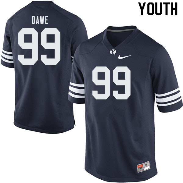 Youth #99 Zac Dawe BYU Cougars College Football Jerseys Sale-Navy